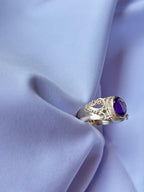 Amethyst Halo Ring