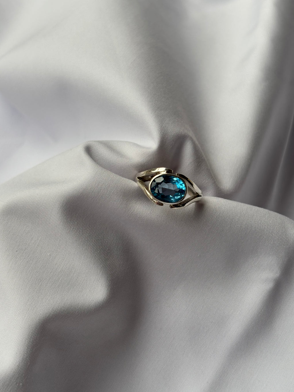 Blue Topaz Solitaire Ring in Sterling Silver
