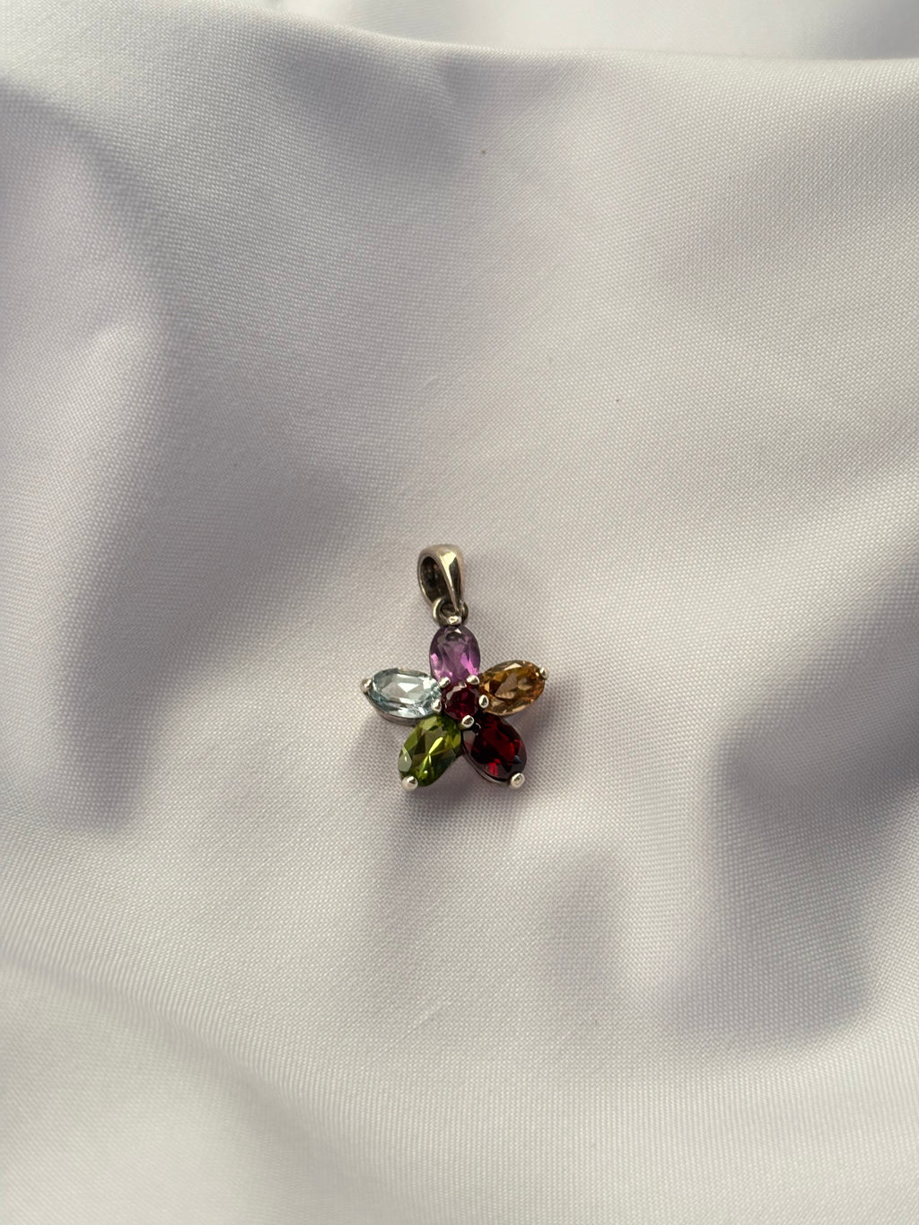 Amethyst Peridot Aquamarine Golden Topaz Garnet Mixed Stone Pendant