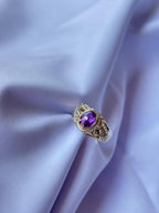 Amethyst Halo Ring