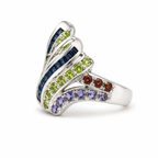 Multicolour Gemstone Vintage Sterling Silver Ring in 925 sterling silver - photo 3 of 4