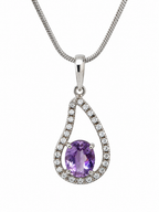 Amethyst & American Diamond Sterling Silver Pendant in 925 sterling silver - photo 5 of 6