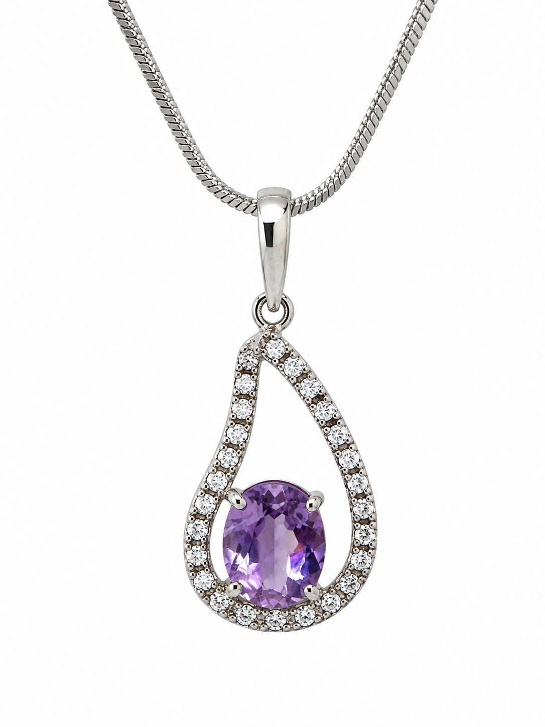 Amethyst & American Diamond Sterling Silver Pendant in 925 sterling silver - photo 5 of 6