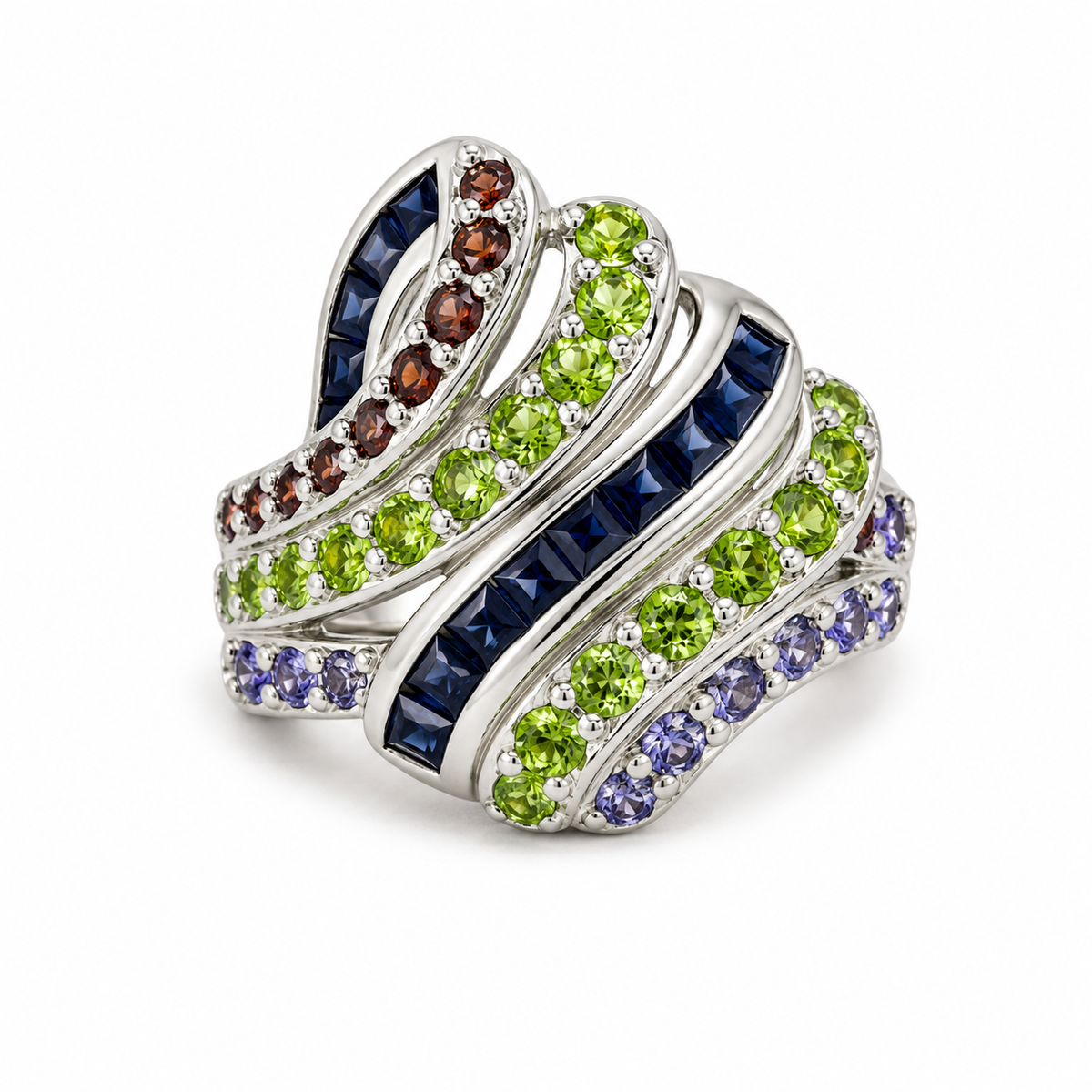 Multicolour Gemstone Vintage Sterling Silver Ring in 925 sterling silver - photo 2 of 4