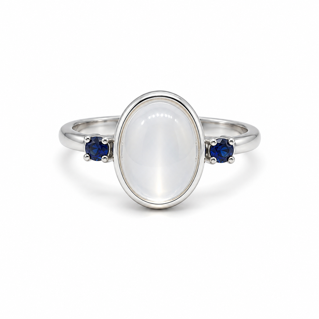 Moonstone Three-Stone Sterling Silver Ring in 925 sterling silver - photo 2 of 4