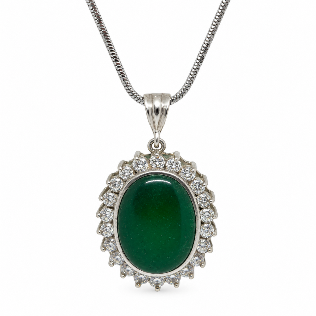 Agate & American Diamond Sterling Silver Pendant in 925 sterling silver - photo 1 of 4