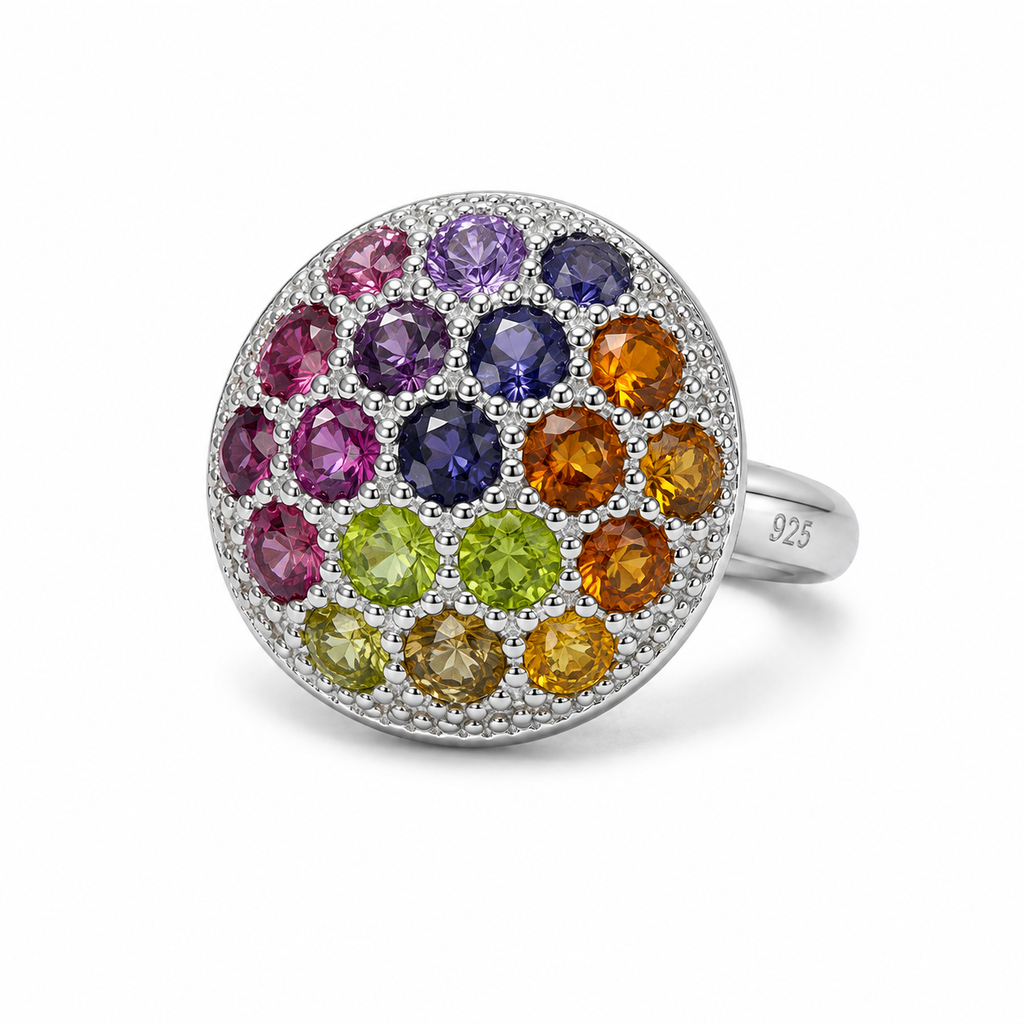 Multicolour Gemstone Vintage Sterling Silver Ring in 925 sterling silver - photo 3 of 4