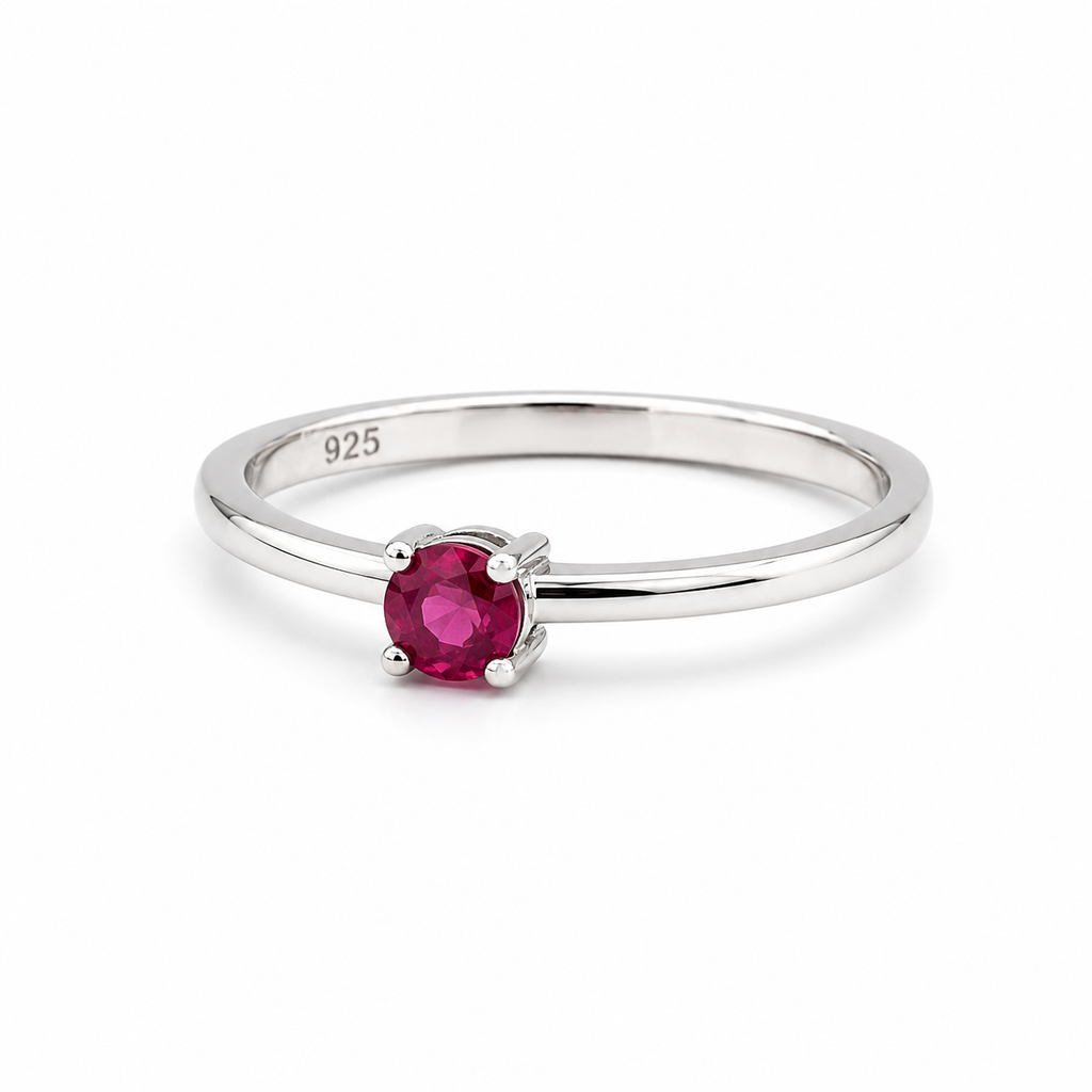 Pink Sapphire Solitaire Sterling Silver Ring in 925 sterling silver - photo 4 of 4