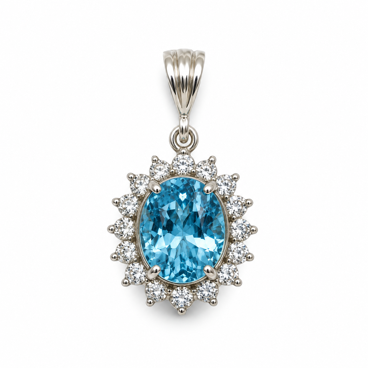 Blue Topaz & American Diamond Sterling Silver Pendant in 925 sterling silver - photo 2 of 4