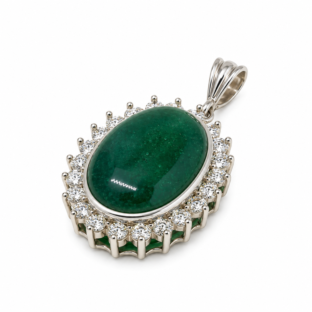Agate & American Diamond Sterling Silver Pendant in 925 sterling silver - photo 3 of 4