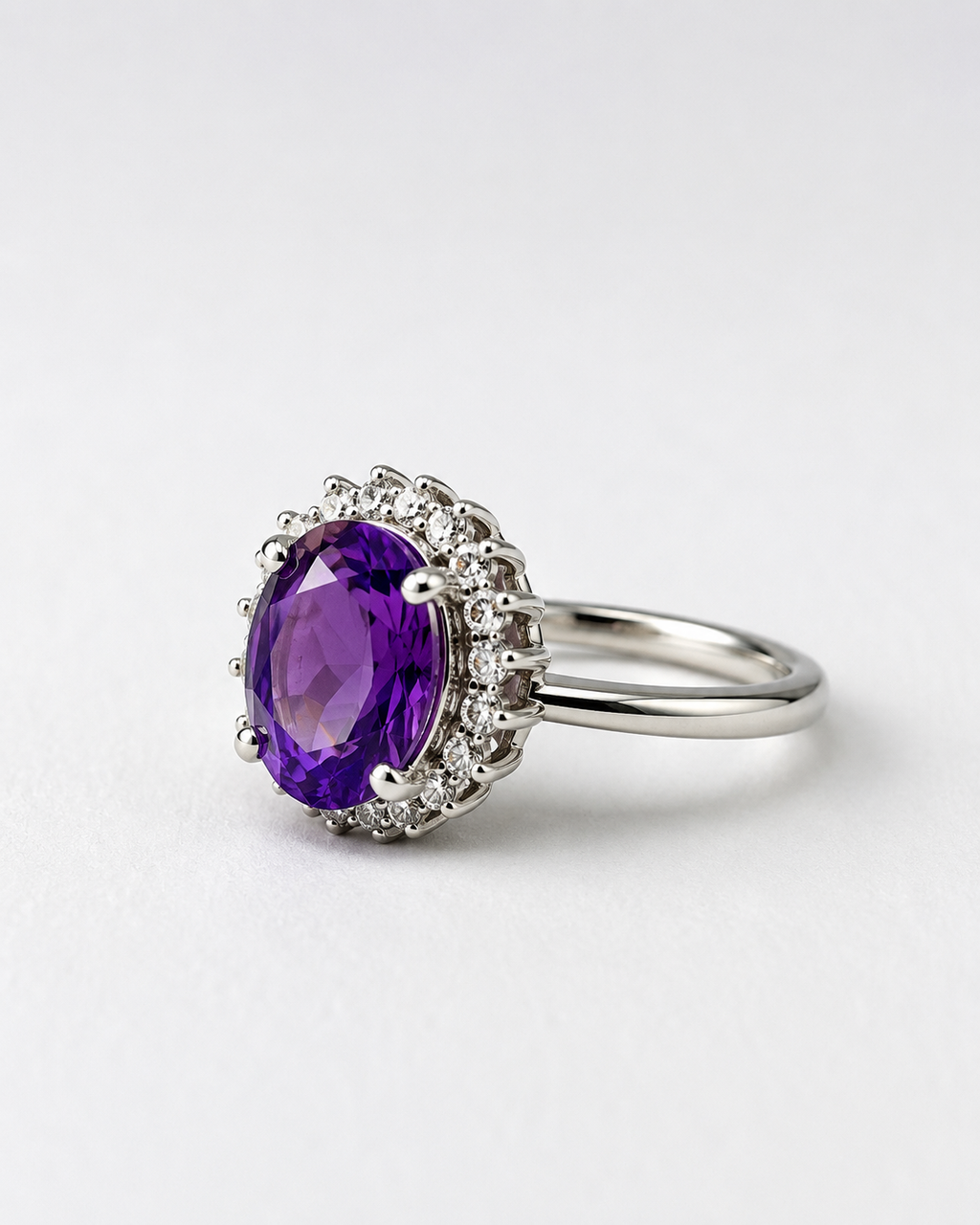 Amethyst Halo Sterling Silver Ring in 925 sterling silver - photo 4 of 4