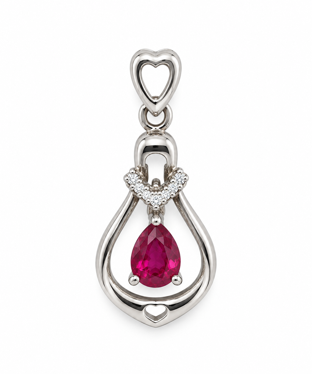 Tourmaline & American Diamond Sterling Silver Pendant in 925 sterling silver - photo 2 of 5