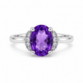 Amethyst Solitaire Sterling Silver Ring in 925 sterling silver - photo 1 of 4