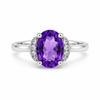 Amethyst Solitaire Sterling Silver Ring in 925 sterling silver - photo 1 of 4
