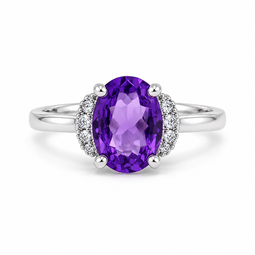 Amethyst Solitaire Sterling Silver Ring in 925 sterling silver - photo 1 of 4
