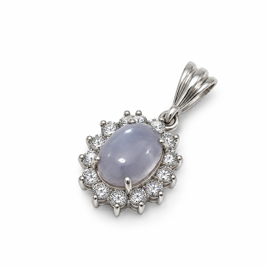 Star Sapphire & American Diamond Sterling Silver Pendant in 925 sterling silver - photo 2 of 4