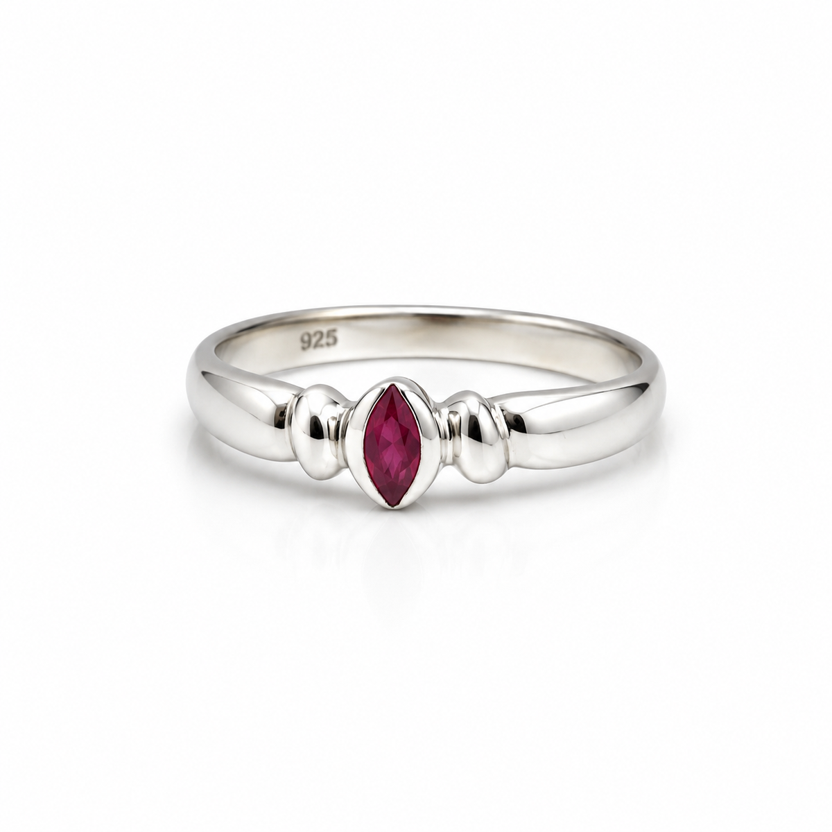 Ruby Solitaire Sterling Silver Ring in 925 sterling silver - photo 3 of 6
