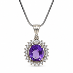 Amethyst & American Diamond Sterling Silver Pendant in 925 sterling silver - photo 1 of 5