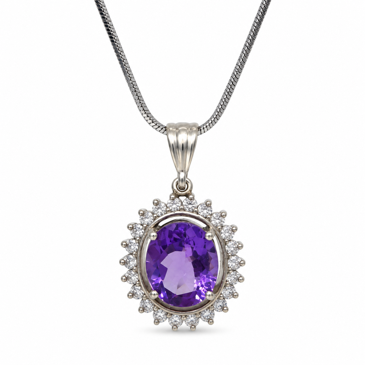 Amethyst & American Diamond Sterling Silver Pendant in 925 sterling silver - photo 1 of 5