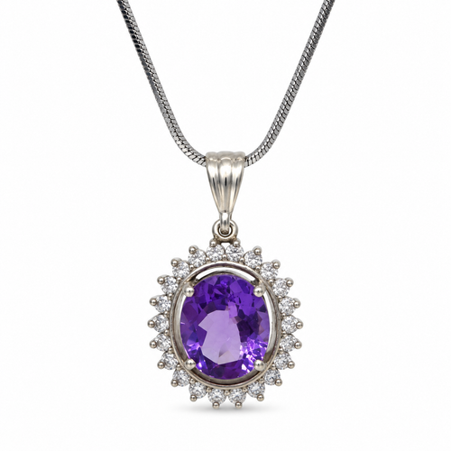 Amethyst & American Diamond Sterling Silver Pendant in 925 sterling silver - photo 1 of 5