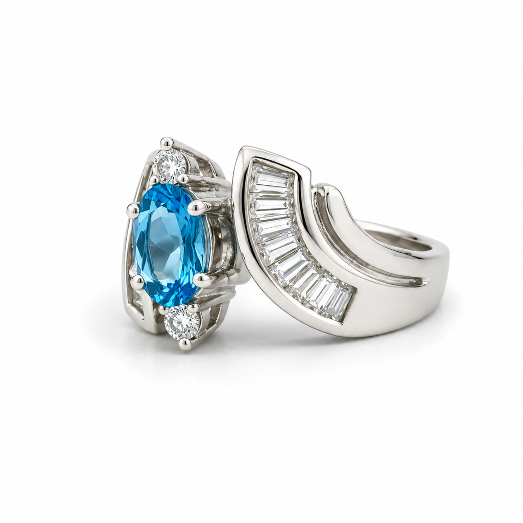 Blue Topaz Three-Stone Sterling Silver Ring in 925 sterling silver - photo 4 of 4
