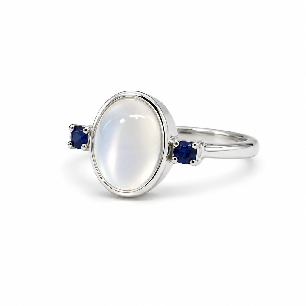 Moonstone Three-Stone Sterling Silver Ring in 925 sterling silver - photo 4 of 4