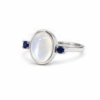 Moonstone Three-Stone Sterling Silver Ring in 925 sterling silver - photo 4 of 4