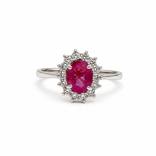 Garnet Halo Sterling Silver Ring in 925 sterling silver - photo 2 of 4