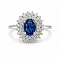 Blue Sapphire Halo Sterling Silver Ring in 925 sterling silver - photo 1 of 4