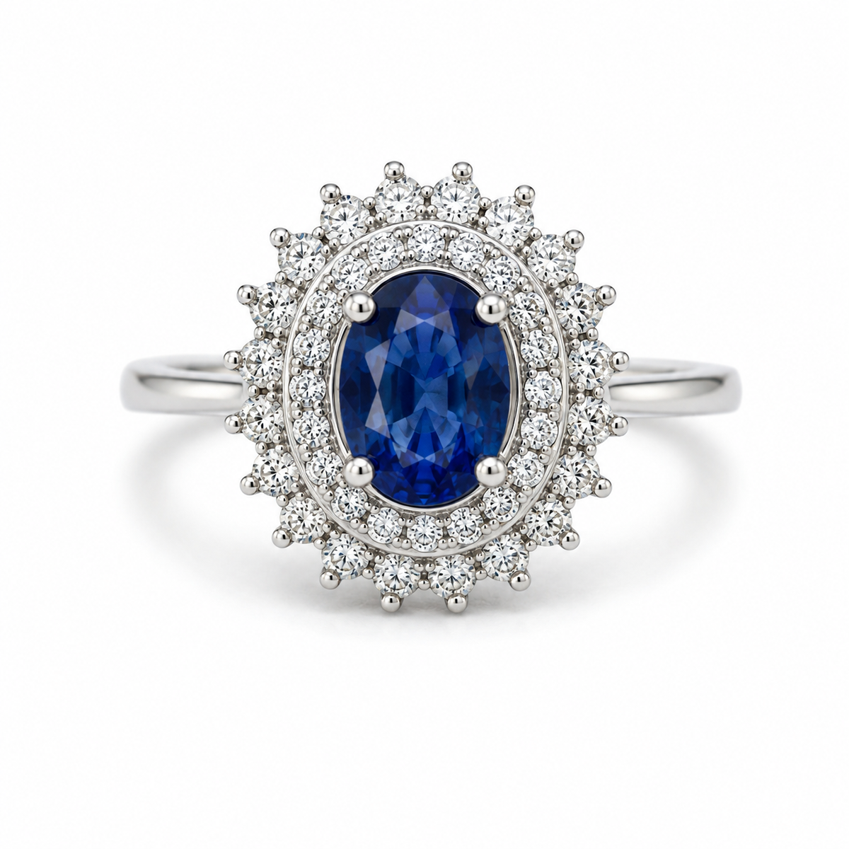 Blue Sapphire Halo Sterling Silver Ring in 925 sterling silver - photo 1 of 4