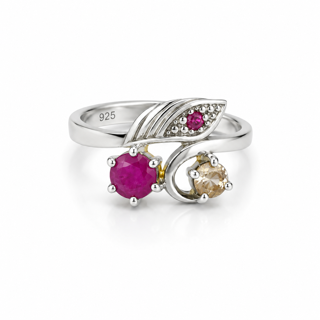 Ruby Floral Sterling Silver Ring in 925 sterling silver - photo 1 of 6