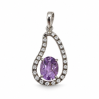 Amethyst & American Diamond Sterling Silver Pendant in 925 sterling silver - photo 4 of 6