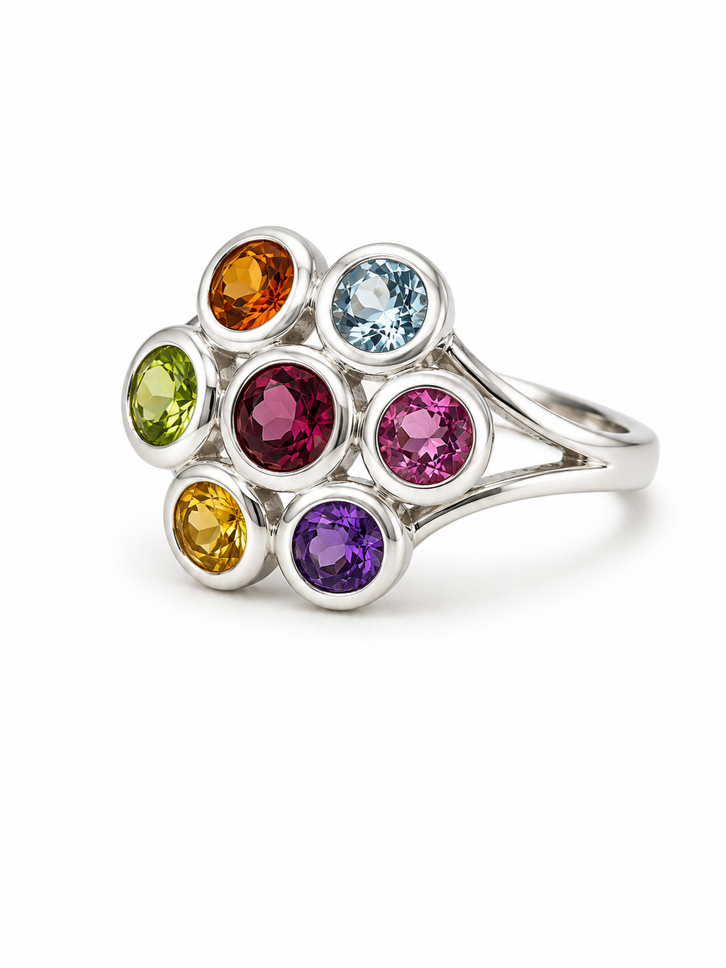 Multicolour Gemstone Vintage Sterling Silver Ring in 925 sterling silver - photo 4 of 4