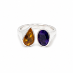 Citrine & Amethyst Solitaire Sterling Silver Ring in 925 sterling silver - photo 4 of 4