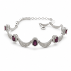 Garnet & American Diamond Sterling Silver Bracelet in 925 sterling silver - photo 4 of 4