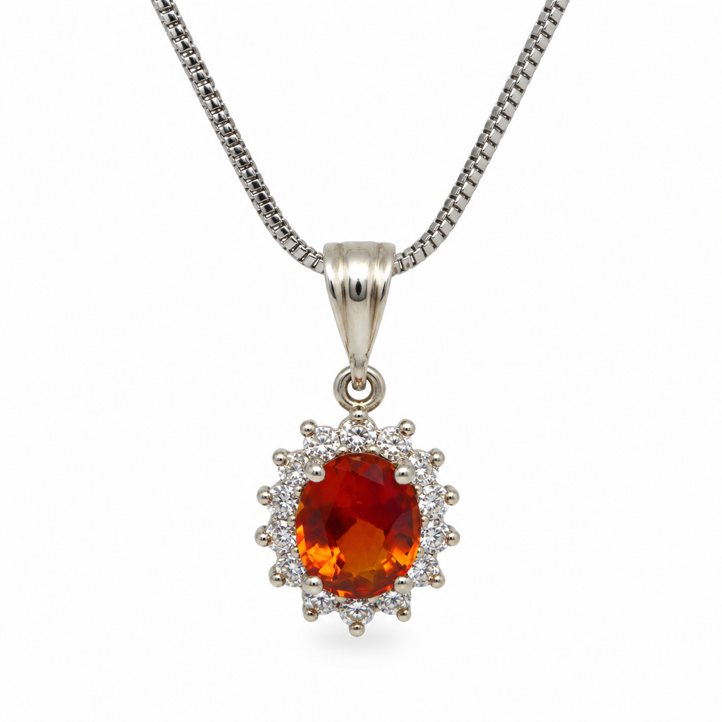 Hessonite & Garnet Sterling Silver Pendant in 925 sterling silver - photo 4 of 4