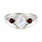 Moonstone Three-Stone Sterling Silver Ring in 925 sterling silver - photo 2 of 4