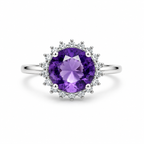 Amethyst Halo Sterling Silver Ring in 925 sterling silver - photo 1 of 4