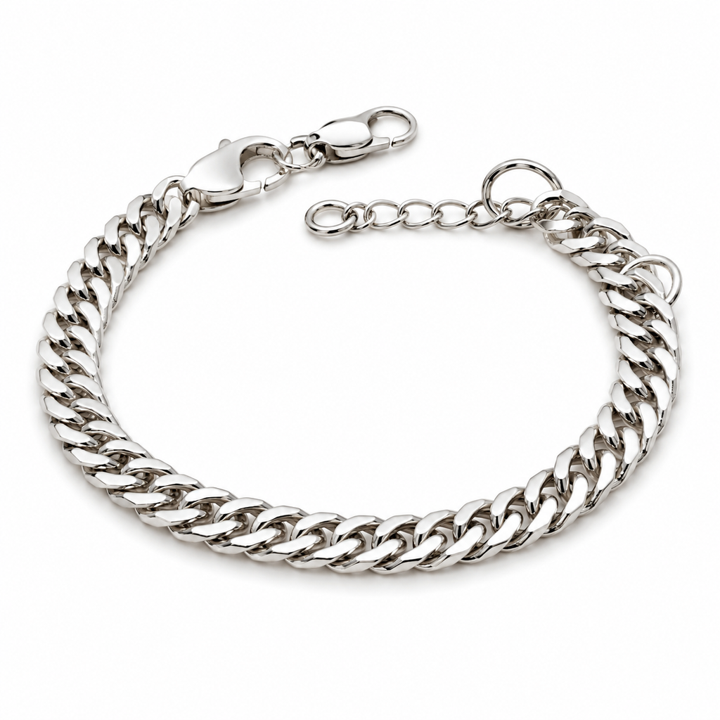 Wide Curb Chain Sterling Silver Bracelet in 925 sterling silver - photo 3 of 4
