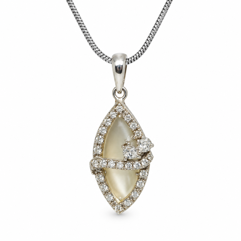 Pearl & American Diamond Sterling Silver Pendant in 925 sterling silver - photo 4 of 4