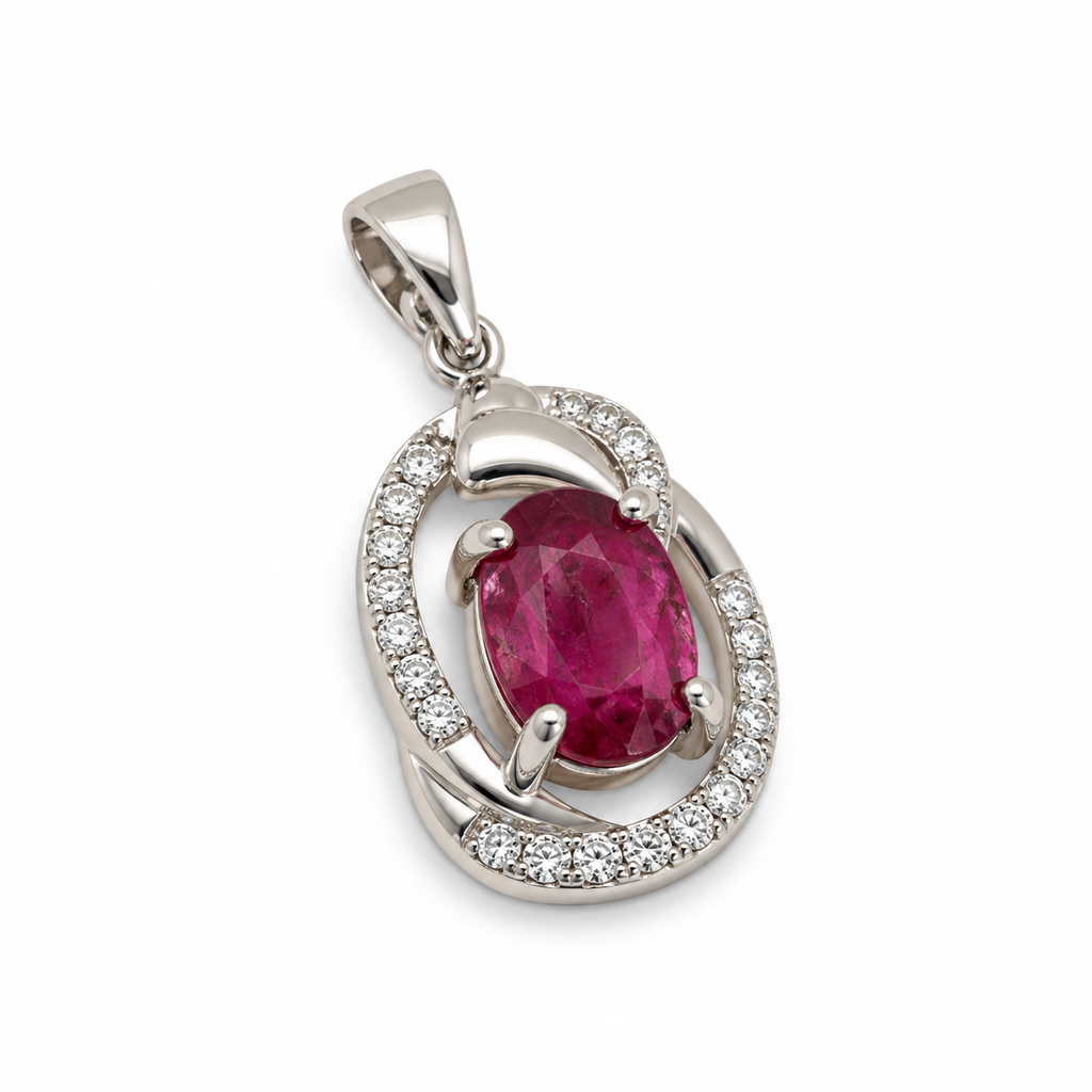 Tourmaline & American Diamond Sterling Silver Pendant in 925 sterling silver - photo 1 of 4