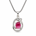 Tourmaline & American Diamond Sterling Silver Pendant in 925 sterling silver - photo 3 of 4