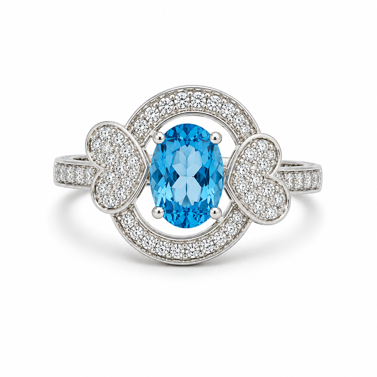 Blue Topaz Halo Sterling Silver Ring in 925 sterling silver - photo 4 of 4