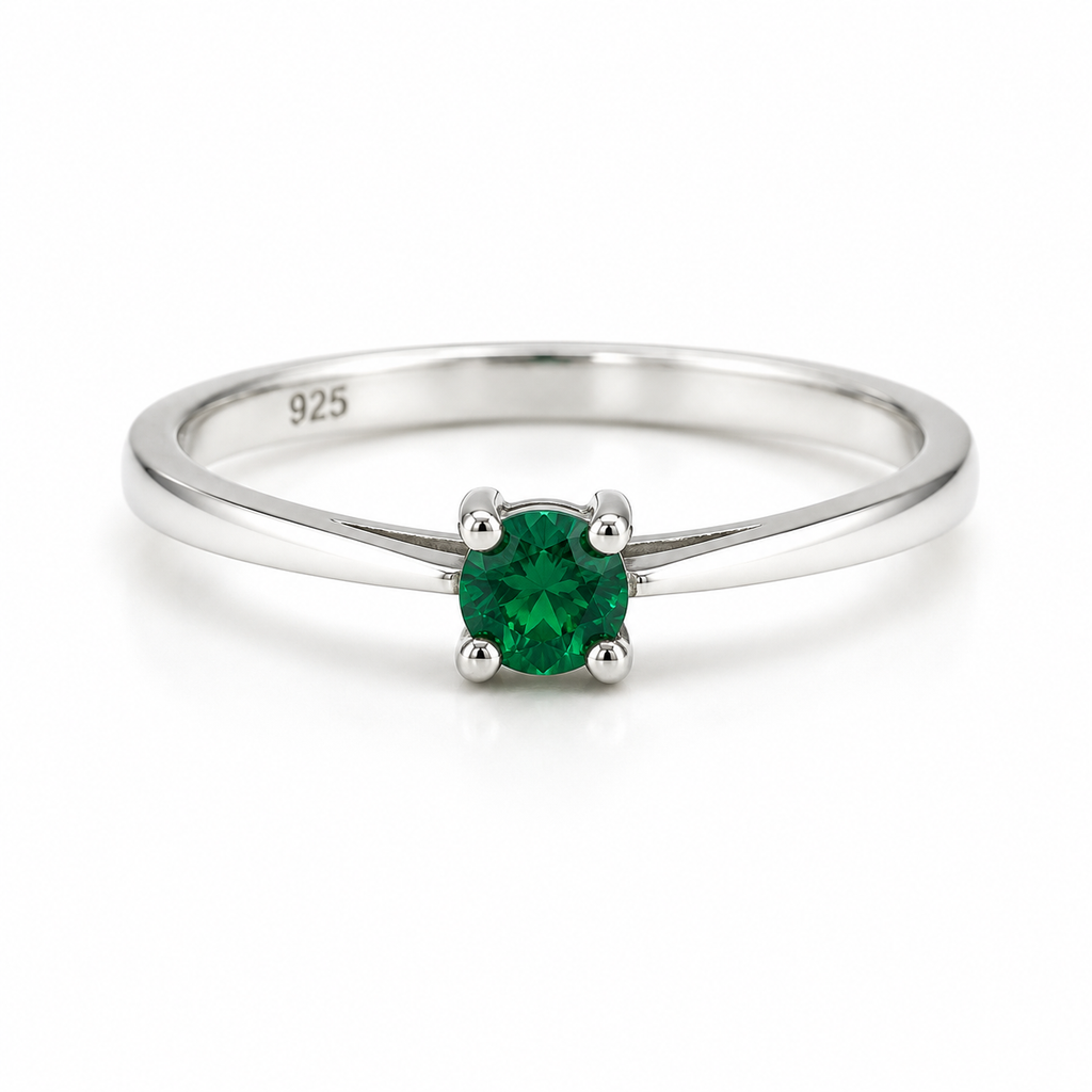 Tsavorite Solitaire Sterling Silver Ring in 925 sterling silver - photo 1 of 4