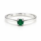 Tsavorite Solitaire Sterling Silver Ring in 925 sterling silver - photo 1 of 4