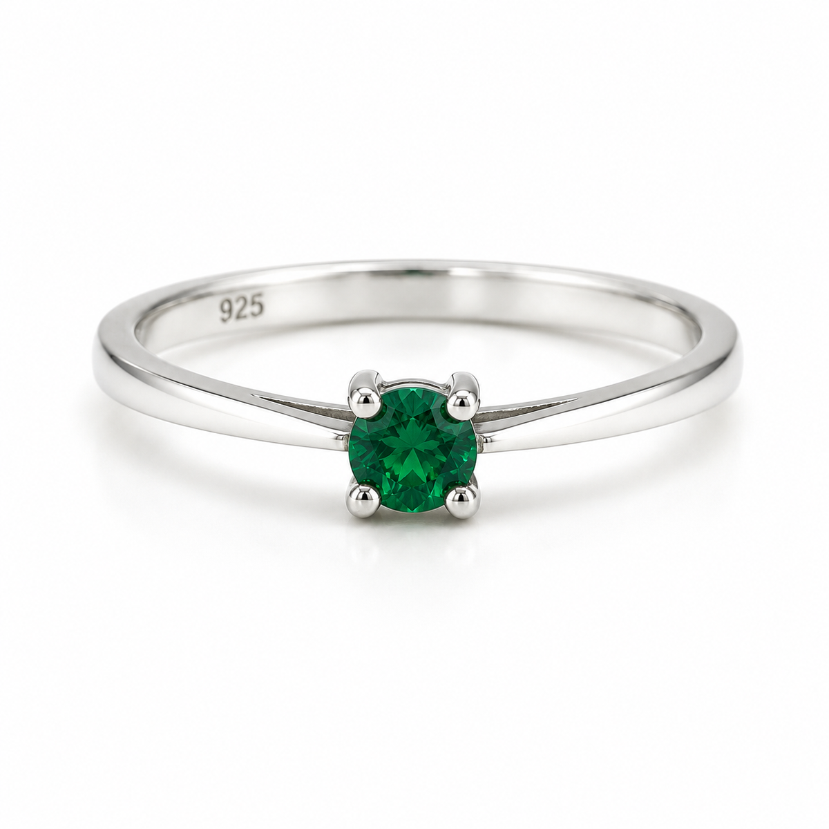 Tsavorite Solitaire Sterling Silver Ring in 925 sterling silver - photo 1 of 4