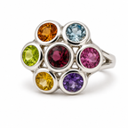Multicolour Gemstone Vintage Sterling Silver Ring in 925 sterling silver - photo 1 of 4