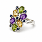 Multicolour Gemstone Vintage Sterling Silver Ring in 925 sterling silver - photo 4 of 4