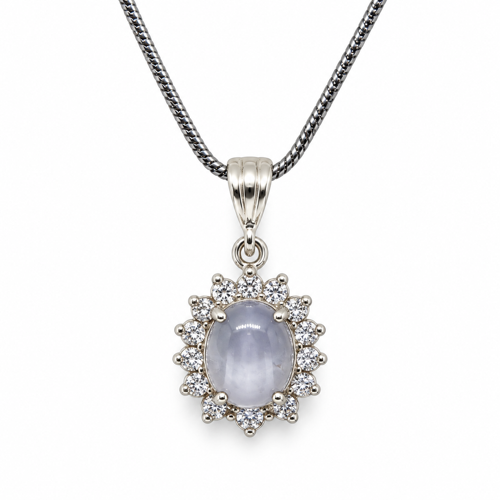 Star Sapphire & American Diamond Sterling Silver Pendant in 925 sterling silver - photo 4 of 4