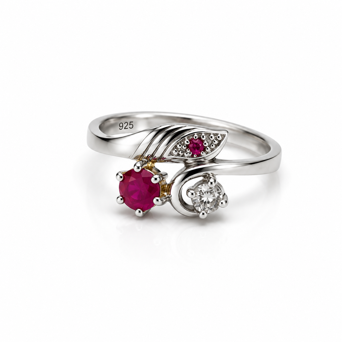 Ruby Floral Sterling Silver Ring in 925 sterling silver - photo 3 of 6
